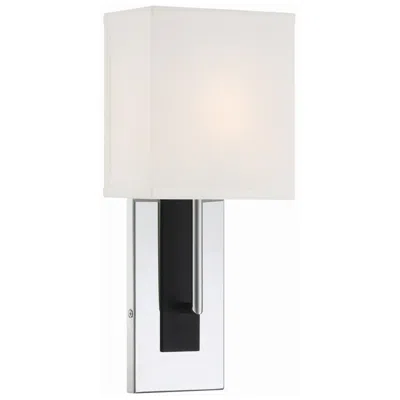 Crystorama Brent 15" High Polished Nickel And Black Forged Wall Sconce