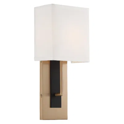 Crystorama Brent 15" High Vibrant Gold And Black Forged Wall Sconce In White
