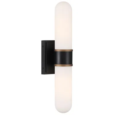 Crystorama Brian Patrick Flynn Capsule 2 Light Matte Black + Textured Gold Sconce In White