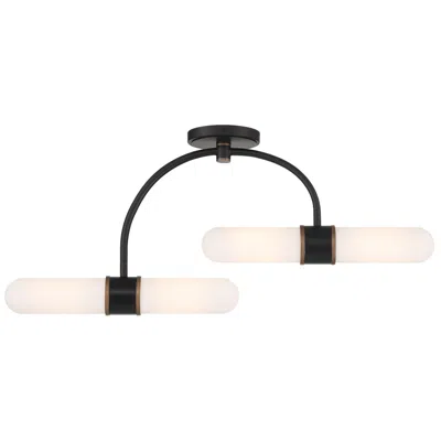 Crystorama Brian Patrick Flynn Capsule 4 Light Matte Black + Textured Gold Semi Flush In White