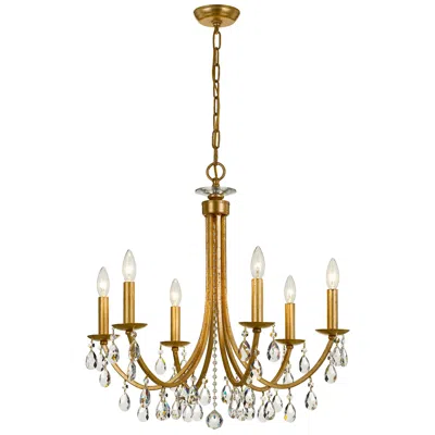 Crystorama Bridgehampton 26"w Antique Gold 6-light Crystal Chandelier