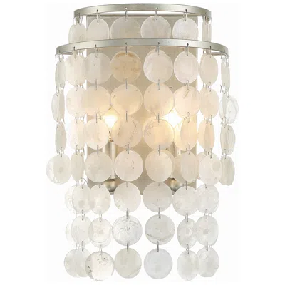 Crystorama Brielle 14" High Antique Silver Wall Sconce
