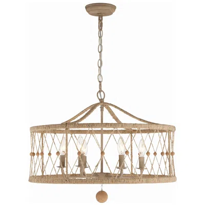 Crystorama Brixton 24" Wide Silver And Natural Jute 6-light Chandelier In Gold