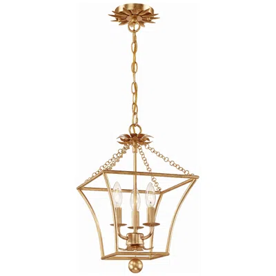 Crystorama Broche 11"w Antique Gold 3-light Mini-chandelier