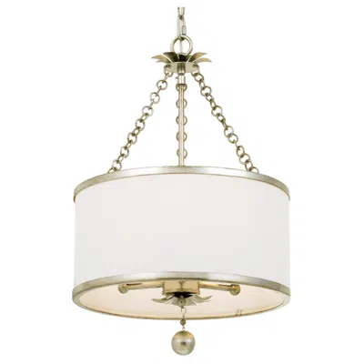 Crystorama Broche 14" Wide Antique Silver Drum Ceiling Light