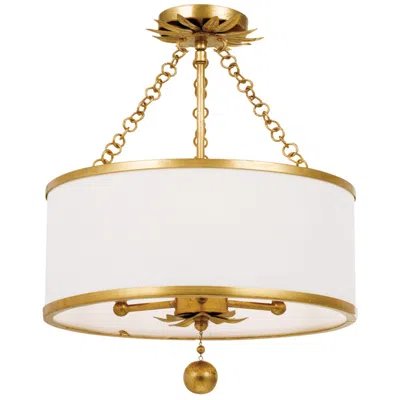 Crystorama Broche 14" Wide Classic Antique Gold 3-light Ceiling Light