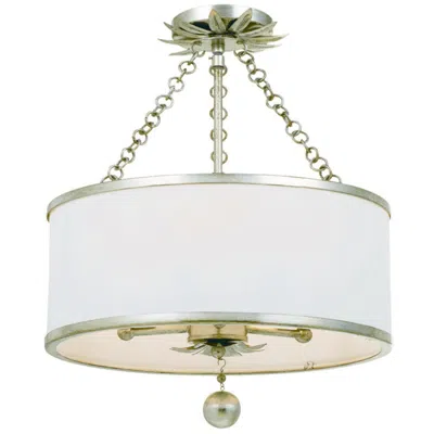 Crystorama Broche 14"w Antique Silver 3-light Ceiling Light