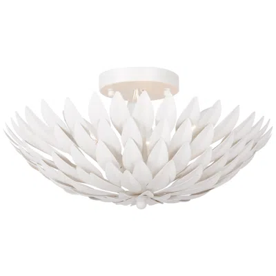 Crystorama Broche 16" Wide Modern Matte White Leaves Ceiling Light