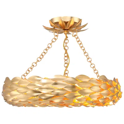 Crystorama Broche 18'' Led Antique Gold Semi Flush Mount