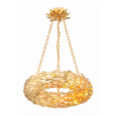 Crystorama Broche 18" Wide Antique Gold Led Chandelier