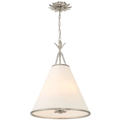 Crystorama Broche 18" Wide Antique Silver Pendant Light In White