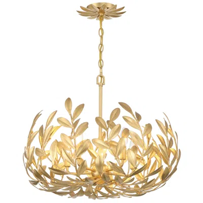 Crystorama Broche 23" Wide Antique Gold 5-light Chandelier In Yellow