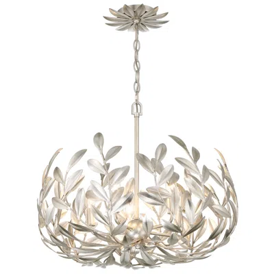 Crystorama Broche 23" Wide Antique Silver 5-light Chandelier In Gray