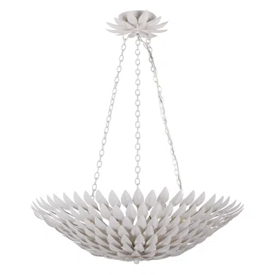 Crystorama Broche 24 1/2"w Leaves White Pendant Light In Gray