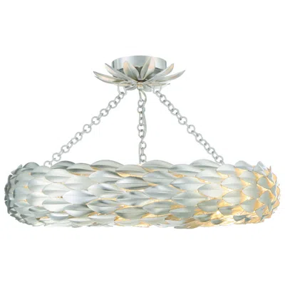 Crystorama Broche 24'' Antique Silver Semi Flush Mount