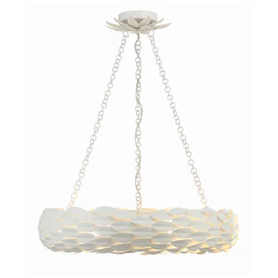 Crystorama Broche 24'' Matte White Chandelier In Silver