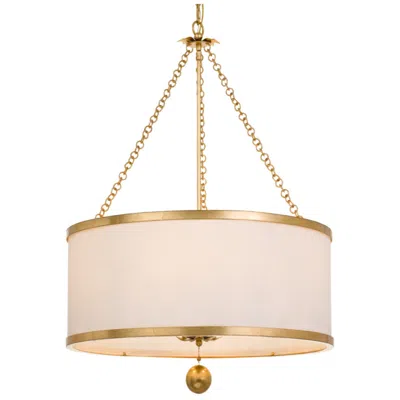 Crystorama Broche 24" Wide Antique Gold Drum Chandelier