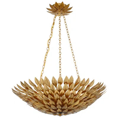Crystorama Broche 24" Wide Antique Gold Pendant Light
