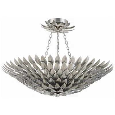 Crystorama Broche 24" Wide Antique Silver Ceiling Light