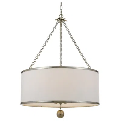 Crystorama Broche 24" Wide Antique Silver Drum Chandelier