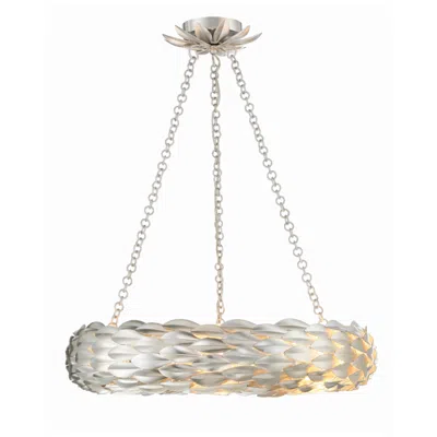 Crystorama Broche 24" Wide Antique Silver Pendant Light