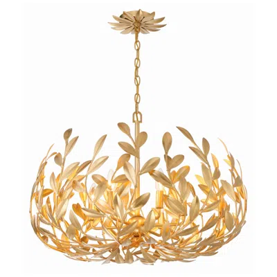 Crystorama Broche 27" Wide Antique Gold 6-light Chandelier