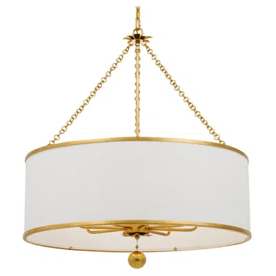 Crystorama Broche 29" Wide Antique Gold Drum Chandelier
