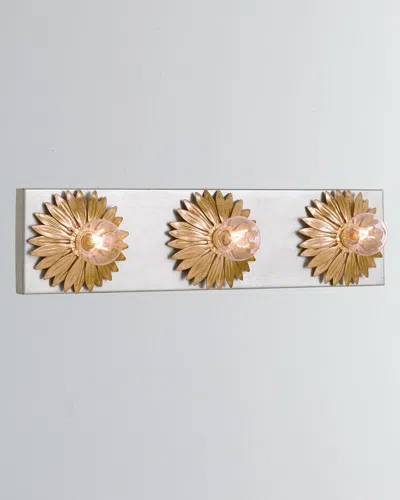 Crystorama Broche 3-light Antiqued Gold And Silver Bathroom Vanity In Gold
