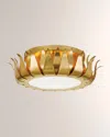 Crystorama Broche 3-light Flush-mount Ceiling Lamp In Antique Gold