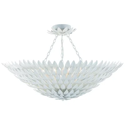 Crystorama Broche 30'' Matte White Semi Flush Mount In Silver