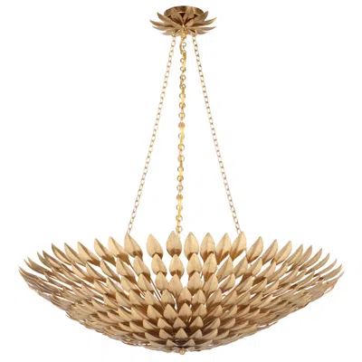 Crystorama Broche 30" Wide Antique Gold Pendant Light