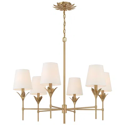 Crystorama Broche 32" Wide Antique Gold 6-light Chandelier