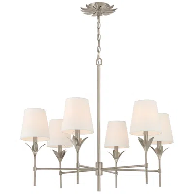 Crystorama Broche 32" Wide Antique Silver 6-light Chandelier In Multi