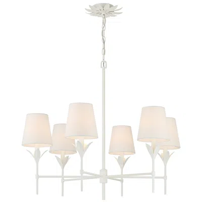 Crystorama Broche 32" Wide Matte White 6-light Chandelier In Pink