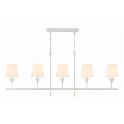 Crystorama Broche 53 1/2" Wide Matte White 5-light Linear Chandelier In Silver