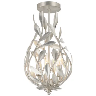 Crystorama Broche 9'' Antique Silver Semi Flush Mount In Multi