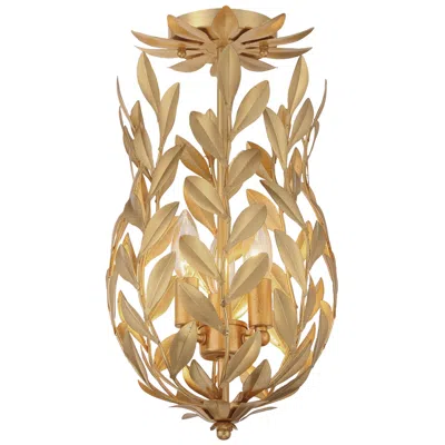 Crystorama Broche 9.5'' Antique Gold Semi Flush Mount