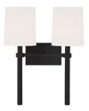 Crystorama Bromley 2 Light Black Forged Wall Mount In Black