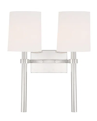 Crystorama Bromley 2 Light Polished Nickel Wall Mount In White