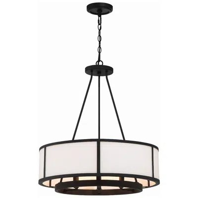 Crystorama Bryant 24"w Black Forged 6-light Drum Chandelier