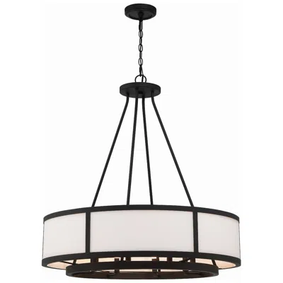 Crystorama Bryant 32" Black And White Glass 8-light Drum Chandelier