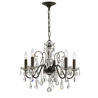 Crystorama Butler 23" Wide 5-light English Bronze Chandelier In Black