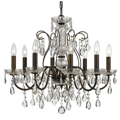 Crystorama Butler 25 1/2" W English Bronze 8-light Crystal Chandelier In Black