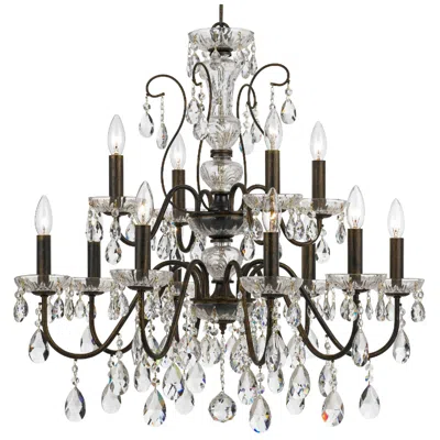 Crystorama Butler 29" W English Bronze 12-light Crystal Chandelier In Black