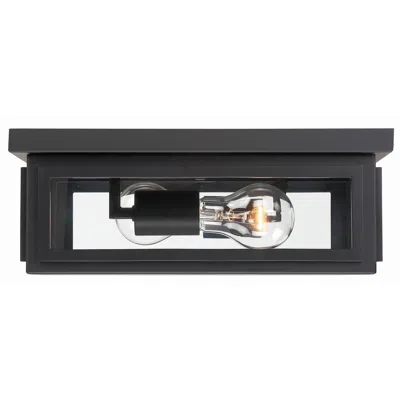 Crystorama Byron 12 3/4" Wide Matte Black 2-light Outdoor Ceiling Light