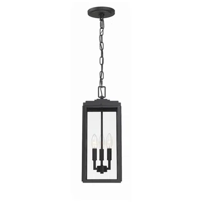 Crystorama Byron 3 Light Matte Black Outdoor Pendant