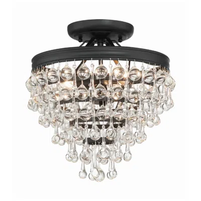 Crystorama Calypso 13'' Crystal Teardrop Matte Black Semi Flush Mount