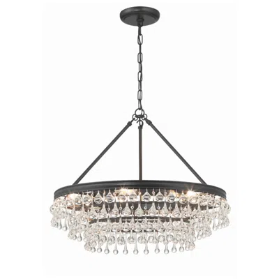 Crystorama Calypso 25" Wide Matte Black 6-light Chandelier In White
