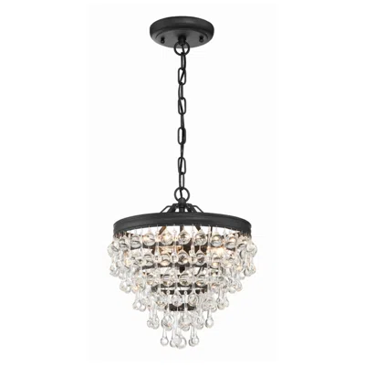 Crystorama Calypso 3 Light Matte Black Mini Chandelier