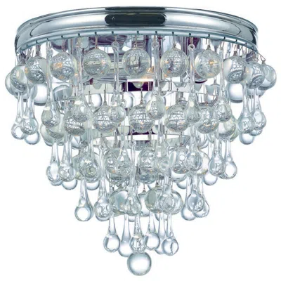Crystorama Calypso Chrome 10" Wide Crystal Ceiling Light In White